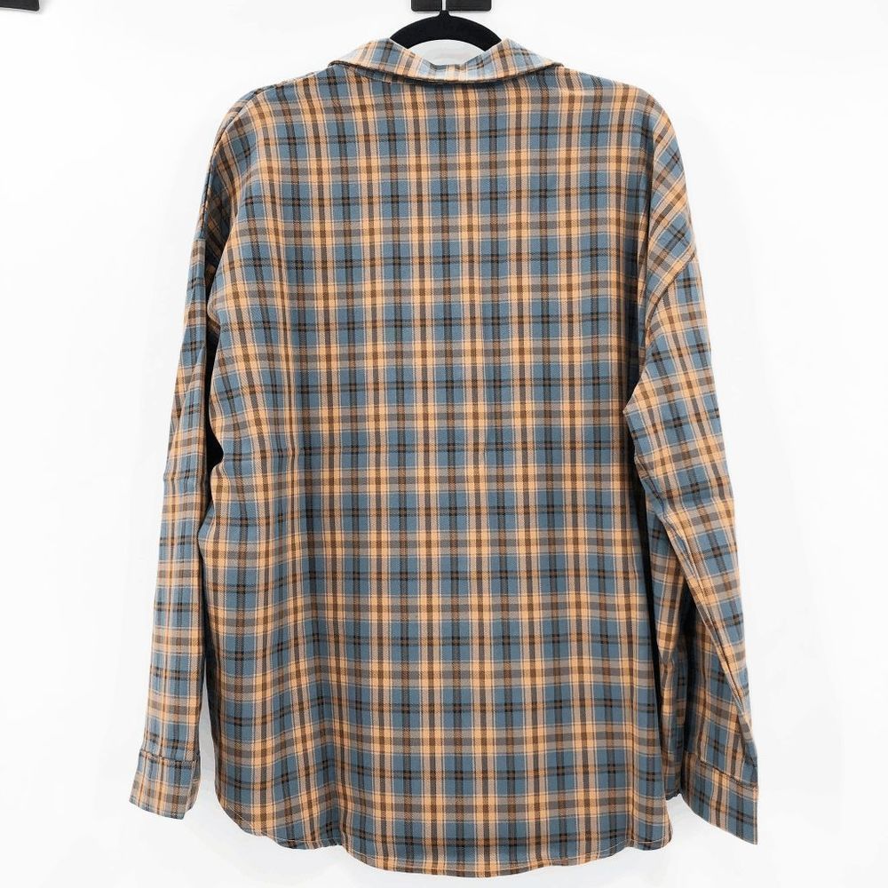 NWT Urban Outfitters Daisy Street Tan Blue Relaxed Plaid Button Down Shirt Size - Picture 3 of 5